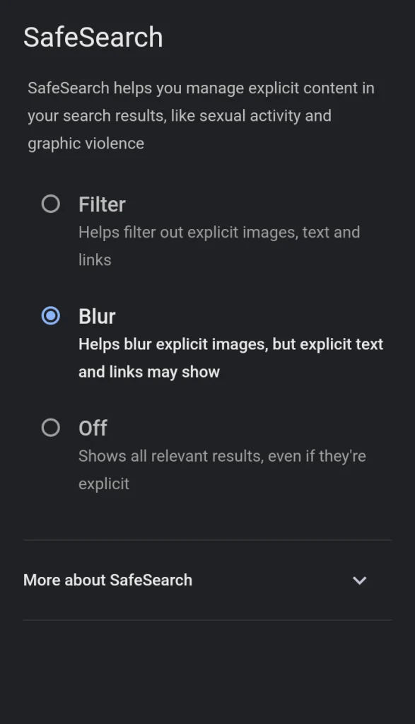 Filtres SafeSearch